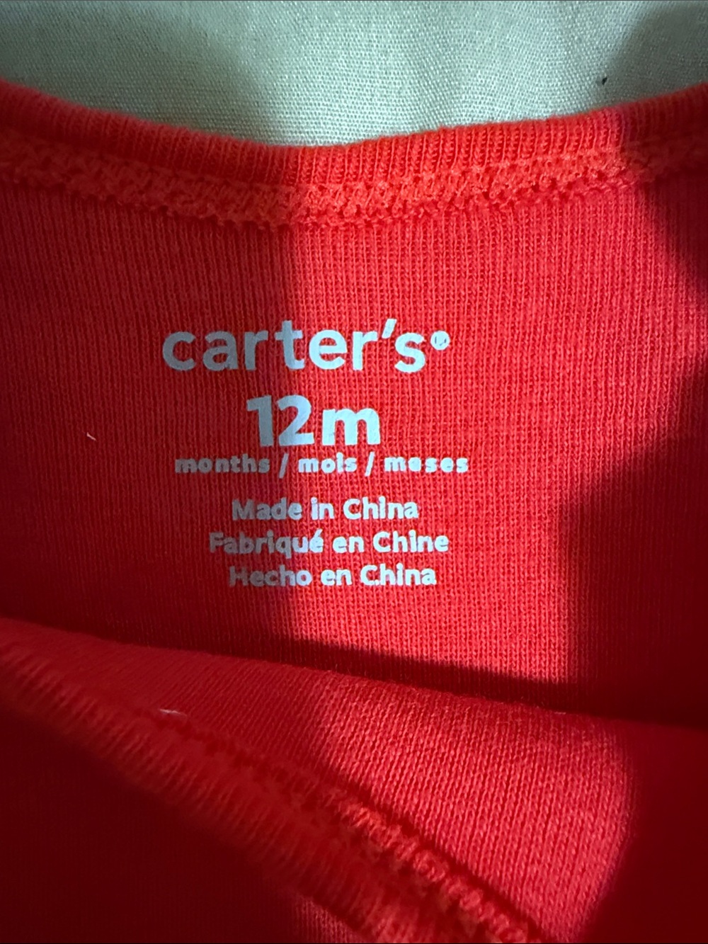 NWOT 12months Carter's Bright Red Short-Sleeve Baby One-Piece Bodysuit - Picture 2 of 3